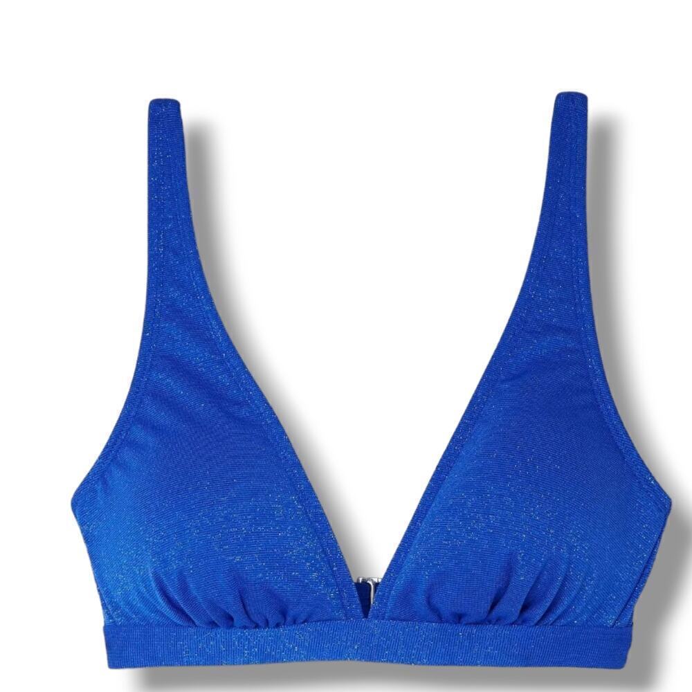 Xhilaration Juniors’ Blue Metallic Bralette Bikini Top – XS, Spandex Blend, New